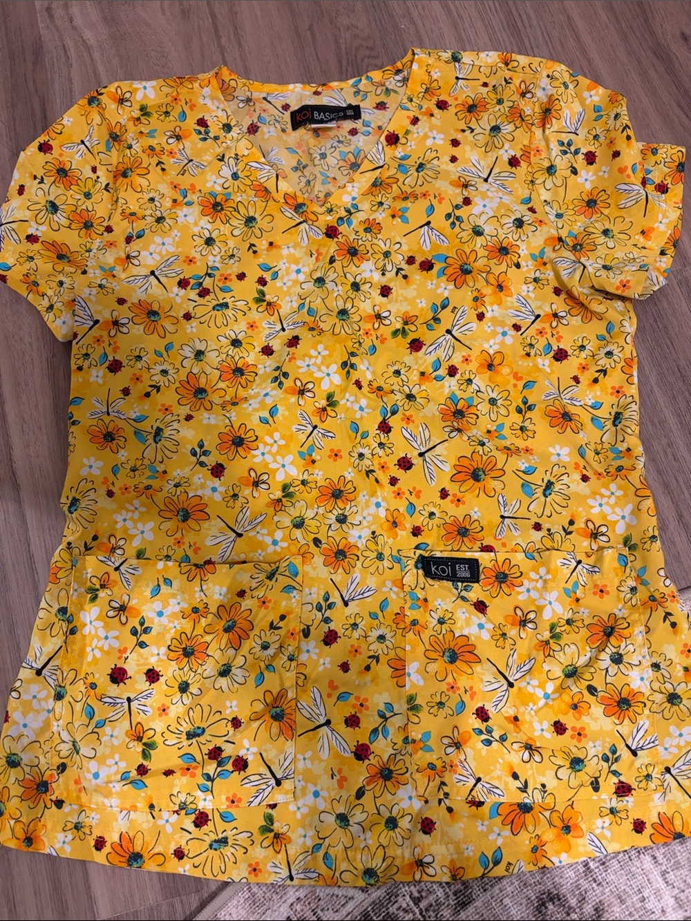 koi Bright Yellow Floral Kids Dress with Dragonfly Print